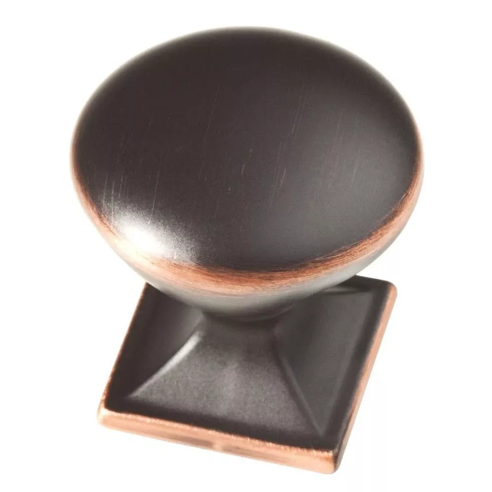 Cabinet Knob, Square Base, Bronze & Copper, 1-1/4-In. Round